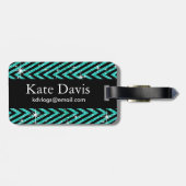 Glitzer Zickzack Bling Diamant-Bogen | aquamarin Gepäckanhänger (Rückseite horizontal)