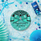 Glitzer Zickzack Bling Diamant-Bogen | aquamarin Pappteller (Party)