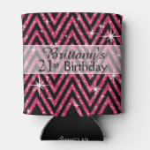 Glitzer Zickzack Bling | Fuchsia Dosenkühler (Rückseite)