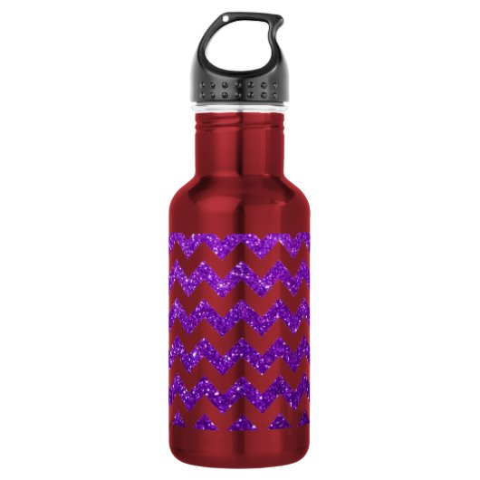 Glitzer-Zickzack Lila Trinkflasche (Vorderseite)