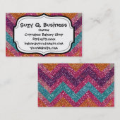 Glitzer-Zickzack rosa lila orange aquamarines Visitenkarte (Vorne/Hinten)