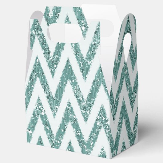 Glitzer Zigzag mit aquamarinen grünen und weißen I Geschenkschachtel (Geöffnet)