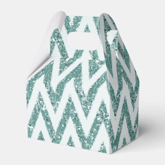 Glitzer Zigzag mit aquamarinen grünen und weißen I Geschenkschachtel (Vorderseite)