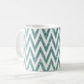 Glitzer Zigzag mit aquamarinen grünen und weißen I Kaffeetasse (Vorderseite Links)