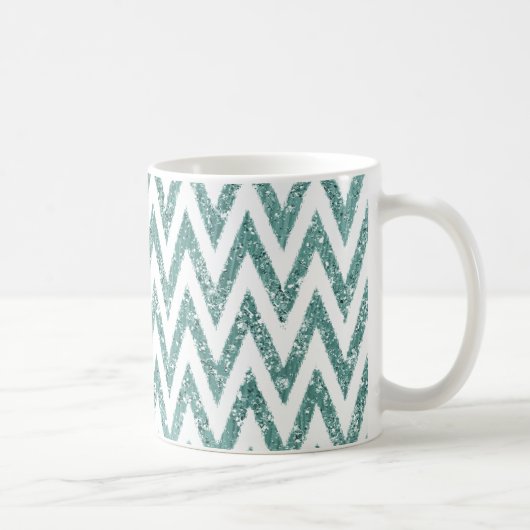 Glitzer Zigzag mit aquamarinen grünen und weißen I Kaffeetasse (Rechts)