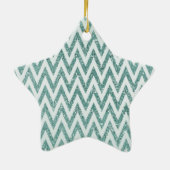 Glitzer Zigzag mit aquamarinen grünen und weißen I Keramik Ornament (Hinten)