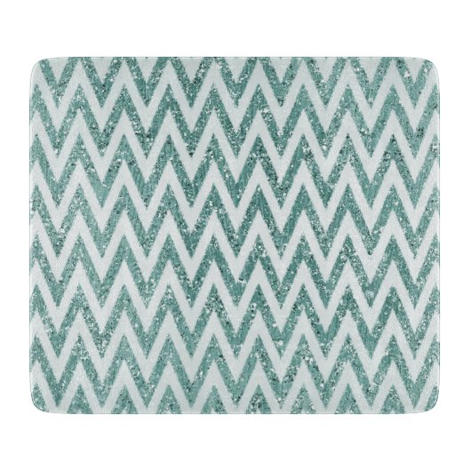 Glitzer Zigzag mit aquamarinen grünen und weißen I Schneidebrett (Vorderseite)