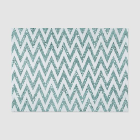 Glitzer Zigzag mit aquamarinen grünen und weißen I Seidenpapier (Vorderseite)