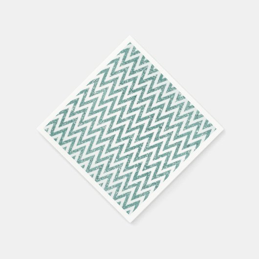 Glitzer Zigzag mit aquamarinen grünen und weißen I Serviette (Ecke)