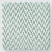 Glitzer Zigzag mit aquamarinen grünen und weißen I Steinuntersetzer (Vorderseite)