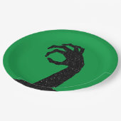 Glitzer Zombie Hand Halloween Pappteller (Schrägansicht)