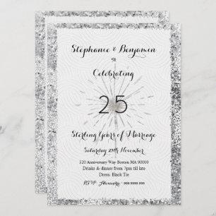 Glitzer zum 25. Jubiläum Eleganter Chic Einladung