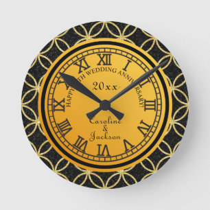 Glitzer zum 50. Geburtstag der Hochzeit Runde Wanduhr