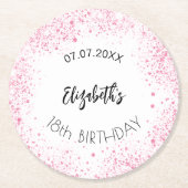 Glitzer zum Geburtstag Runder Pappuntersetzer (Vorderseite)