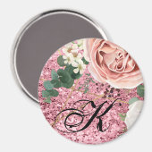 Glitzer zur Rose personalisiert Magnet Geometric G (Vorderseite/Rückseite)