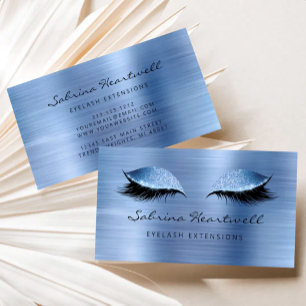 Glitzeraugen Blassblau Metallisch Wimpernverlänger Visitenkarte