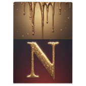 Glitzerbuchstabe N Monogramm mit tropfender Flüssi Klemmbrett (Rückseite)