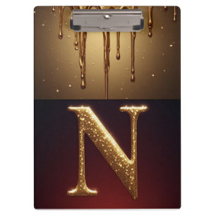 Glitzerbuchstabe N Monogramm mit tropfender Flüssi Klemmbrett