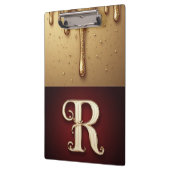 Glitzerbuchstabe R Monogramm mit tröpfelnder Flüss Klemmbrett (Links)