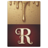 Glitzerbuchstabe R Monogramm mit tröpfelnder Flüss Klemmbrett (Rückseite)