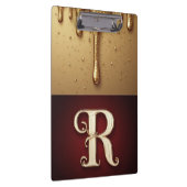 Glitzerbuchstabe R Monogramm mit tröpfelnder Flüss Klemmbrett (Rechts)