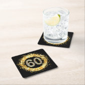 GlitzerConfetti | Diamant Bling Zahl-60 Gold Rechteckiger Pappuntersetzer (Vor Ort)