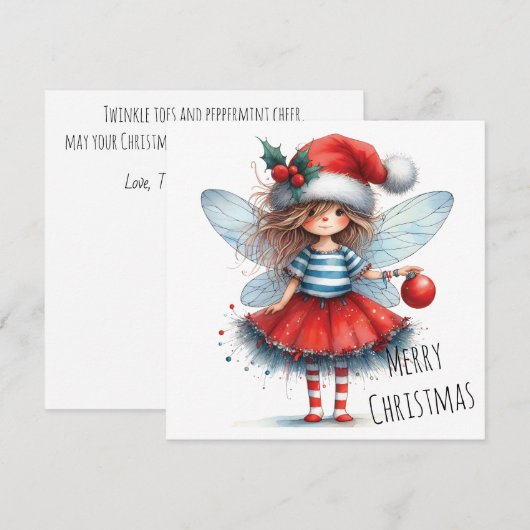 Glitzerfee mit Ornament – Weihnachtskarte (Vorne/Hinten)