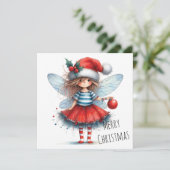 Glitzerfee mit Ornament – Weihnachtskarte (Stehend Vorderseite)