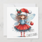 Glitzerfee mit Ornament – Weihnachtskarte (Vorderseite)