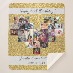 Glitzerfoto-Collage zum 60. Geburtstag als Geschen Sherpadecke