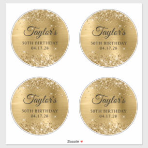 Glitzergold 6" Kreise 50. Geburtstag Aufkleber