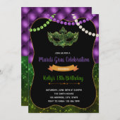 Glitzerkarneval-Party-Geburtstagseinladung Einladung (Vorne/Hinten)