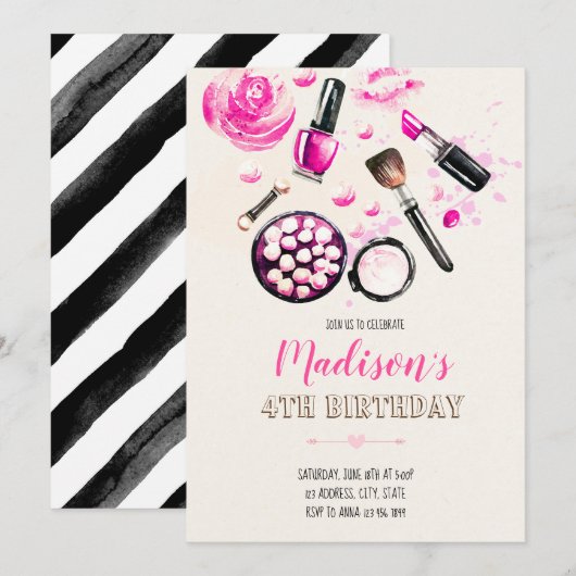 Glitzermake-upeinladung Einladung (Vorne/Hinten)