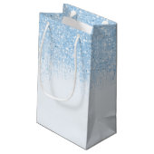 Glitzern 16 . Geburtstag Blue ID912 Kleine Geschenktüte (Rückseite Schrägansicht)