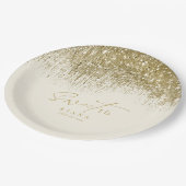 Glitzern 16 . Geburtstag Gold ID912 Pappteller (Schrägansicht)