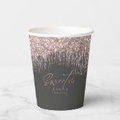 Glitzern 16 . Geburtstag Rose Gold/Blk ID912 Pappbecher (Rückseite)