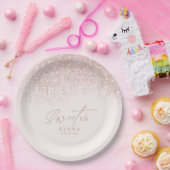 Glitzern 16 . Geburtstag Rose Gold ID912 Pappteller (Party)