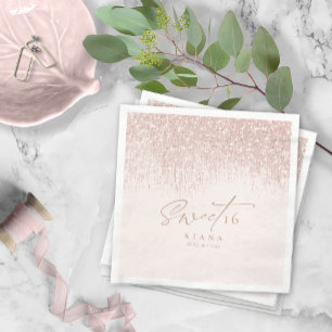 Glitzern 16 . Geburtstag Rose Gold ID912 Serviette