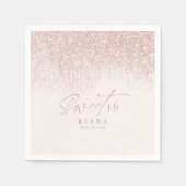 Glitzern 16 . Geburtstag Rose Gold ID912 Serviette (Vorderseite)