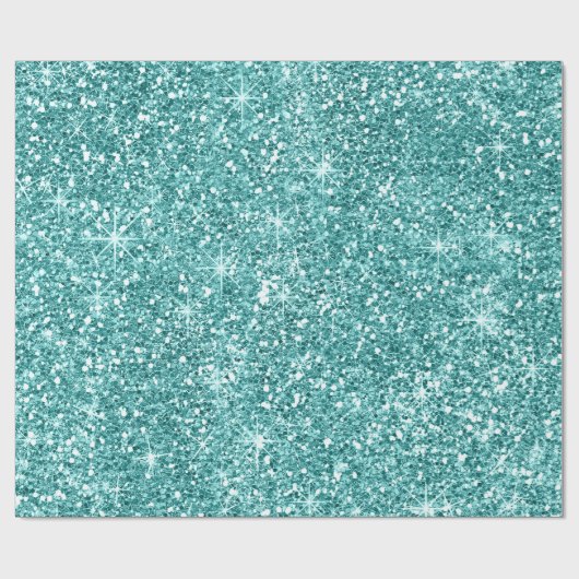 Glitzern - aquamariner 1 Imitat-Glitzer Geschenkpapier (Flach)