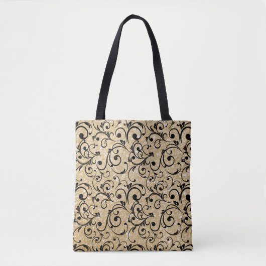 Glitzern aus Gold Glitzer mit Royal Floral Pattern Tasche (Vorderseite)