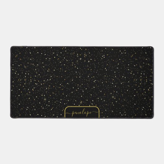 Glitzern aus Luxusschwarz und Gold - Monogramm Schreibtischunterlage (Vorderseite)