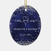 Glitzern aus Navy-Silber-Glitzer Keramik Ornament (Rechts)
