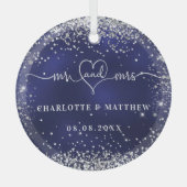 Glitzern aus Navy-Silber-Glitzer Ornament Aus Glas (Vorderseite)