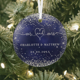 Glitzern aus Navy-Silber-Glitzer Ornament Aus Glas