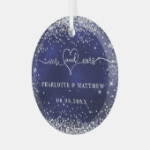 Glitzern aus Navy-Silber-Glitzer Ornament Aus Glas (Vorderseite links)