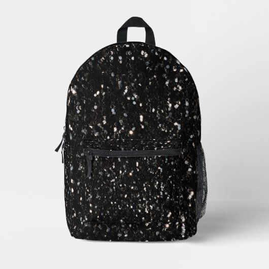 Glitzern aus schwarz-weiß glänzenden Glitzer Bedruckter Rucksack (Vorderseite)