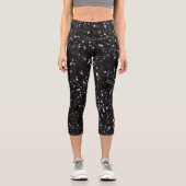 Glitzern aus schwarz-weiß glänzenden Glitzer Capri Leggings (Vorderseite)