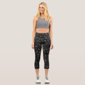 Glitzern aus schwarz-weiß glänzenden Glitzer Capri Leggings (Vorderseite)