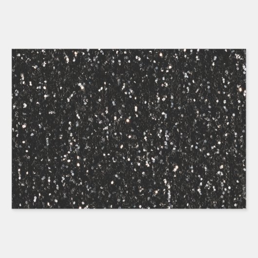 Glitzern aus schwarz-weiß glänzenden Glitzer Geschenkpapier Set (Vorderseite 3)